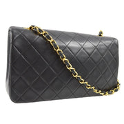 Chanel Black Lambskin Turnlock Small Full Flap Shoulder Bag 150444
