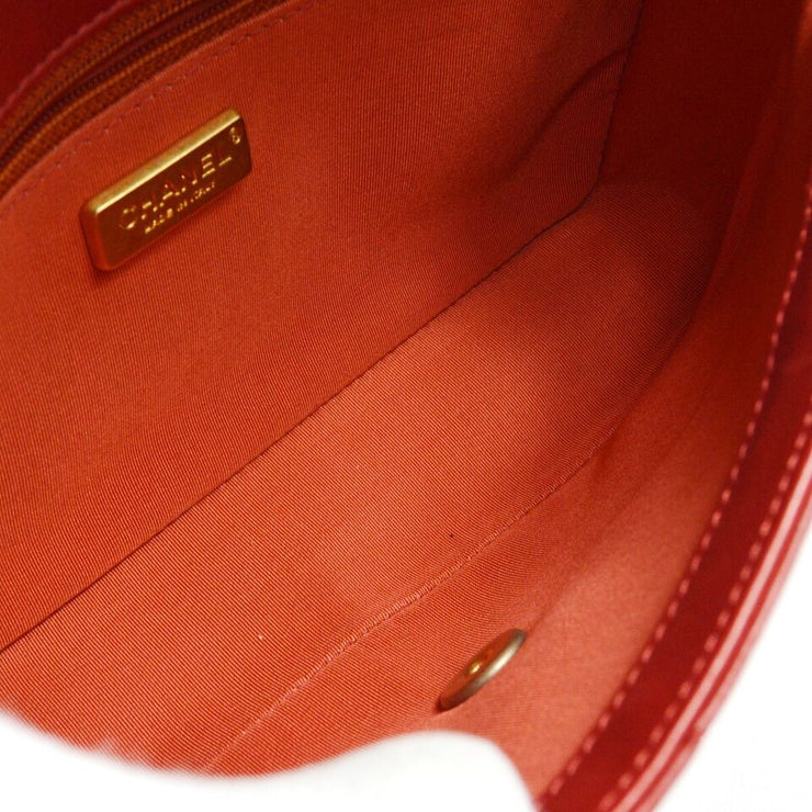 Chanel Red Lambskin V Stitches Medium Classic Flap Shoulder Bag KK90062
