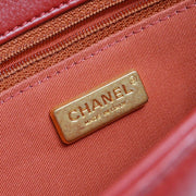 Chanel Red Lambskin V Stitches Medium Classic Flap Shoulder Bag KK90062