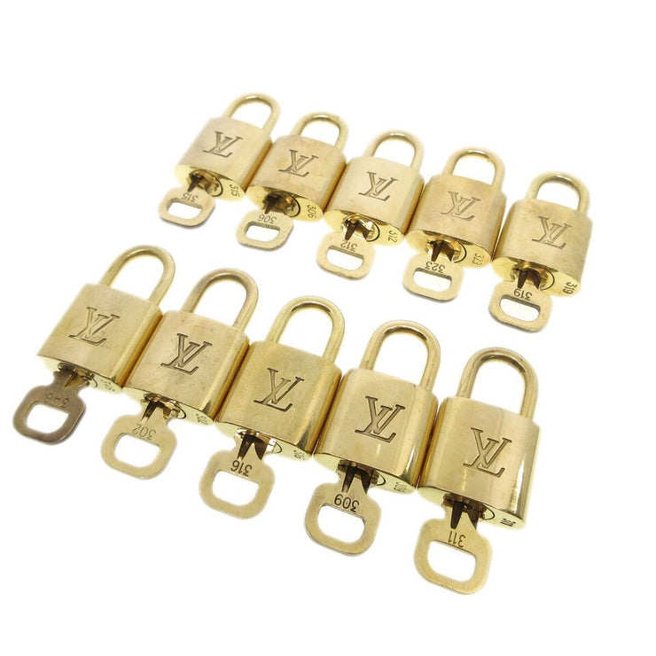 Louis Vuitton Padlock & Key Bag Accessories Charm 10 Piece Set Gold 51953