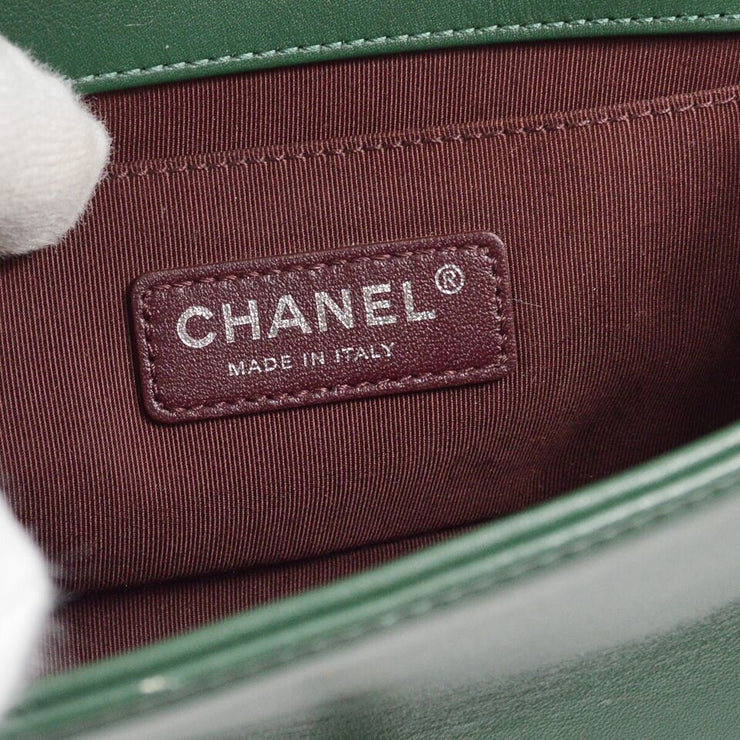 Boy Chanel Green White Lambskin Double Chain Shoulder Bag KK90109