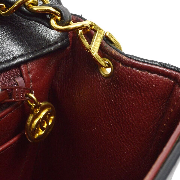 Chanel Black Lambskin Turnlock Small Full Flap Shoulder Bag 150444