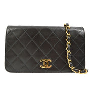 Chanel Black Lambskin Pushlock Mini Full Flap Shoulder Bag KK92174