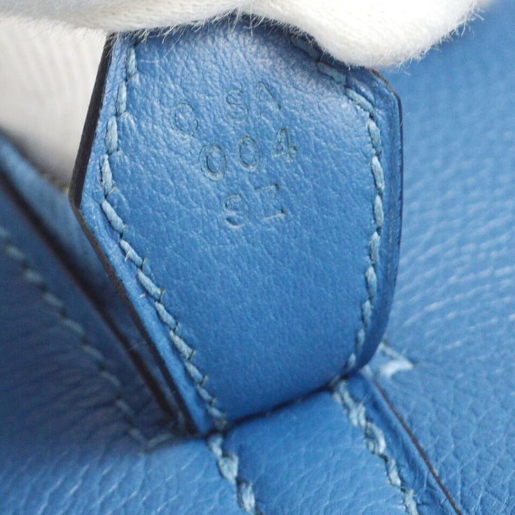 Hermes Bolide 1923 45 Baseball Handbag Blue Evercolor C SA 004 SE 99752