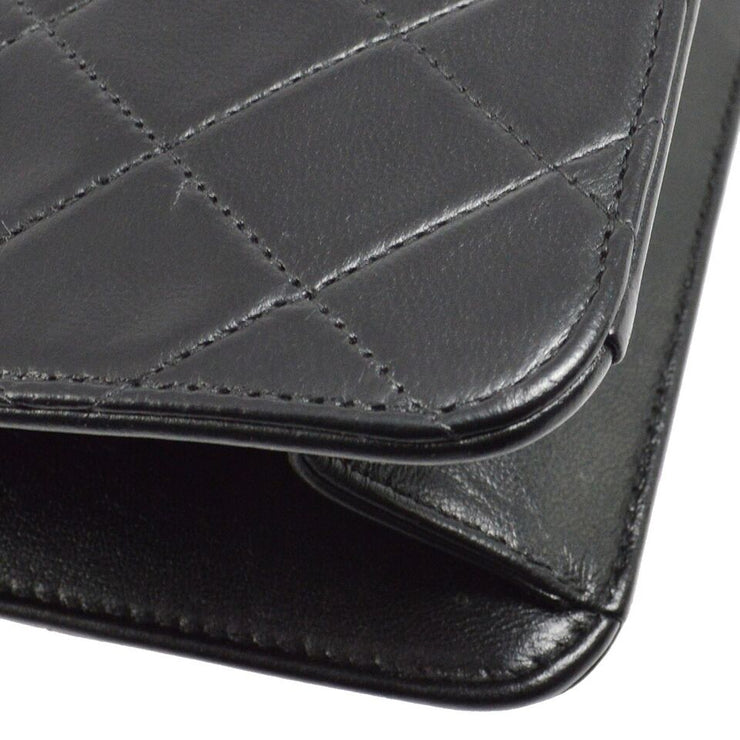 Chanel Black Lambskin Pushlock Small Half Flap Shoulder Bag 28654