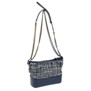 Chanel Blue Tweed Calfskin Gabrielle Shoulder Bag 181540