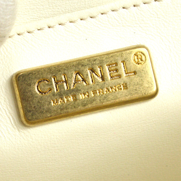 BOY CHANEL Chain Shoulder Bag White Fur Leather 74174