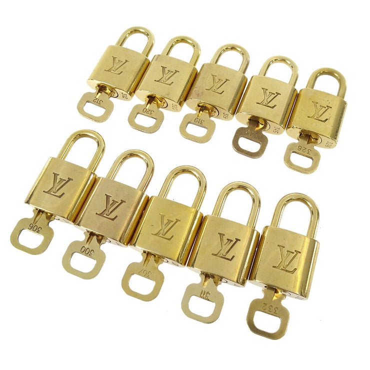 LOUIS VUITTON Padlock & Key Bag Accessories Charm 10 Piece Set Gold 50837
