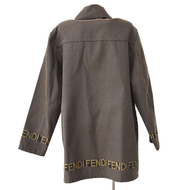 FENDI Zip-up Long Sleeve Jacket Coat Brown Italy 01230