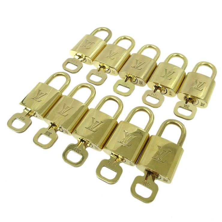 LOUIS VUITTON Padlock & Key Bag Accessories Charm 10 Piece Set Gold 83863