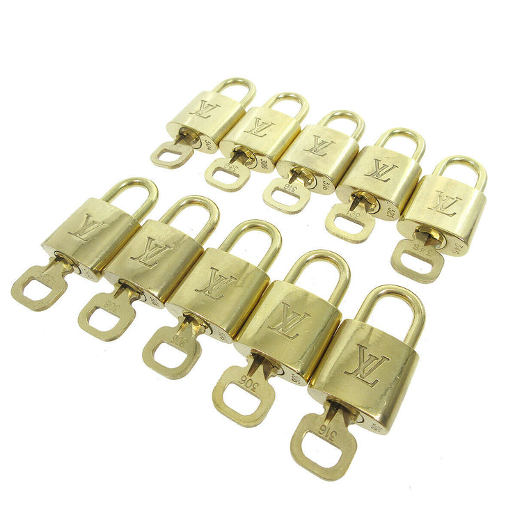 LOUIS VUITTON Padlock & Key Bag Accessories Charm 10 Piece Set Gold 34361