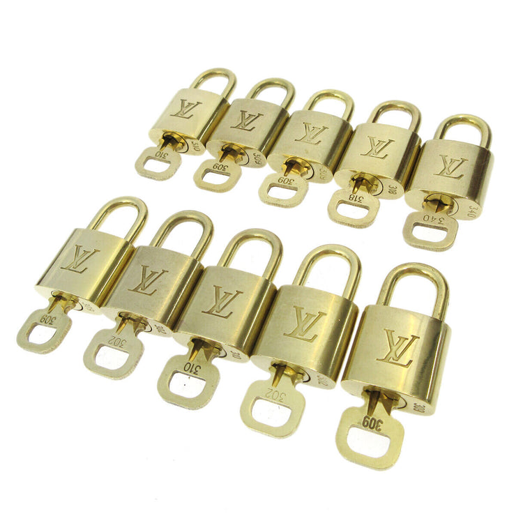 LOUIS VUITTON Padlock & Key Bag Accessories Charm 10 Piece Set Gold 35648