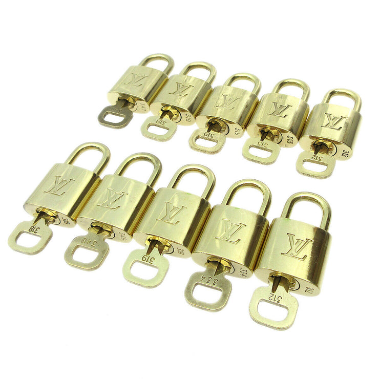 LOUIS VUITTON Padlock & Key Bag Accessories Charm 10 Piece Set Gold 81356