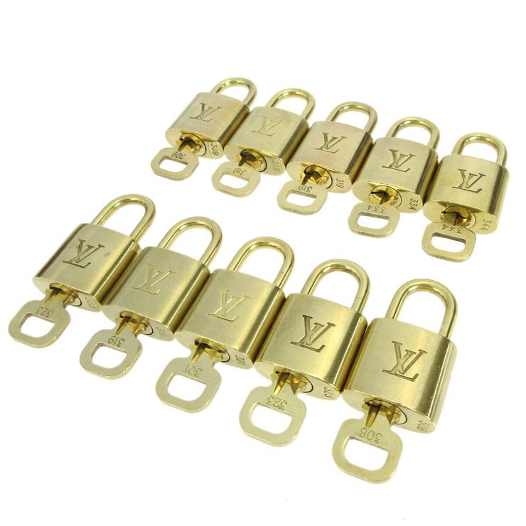 LOUIS VUITTON Padlock & Key Bag Accessories Charm 10 Piece Set Gold 91322