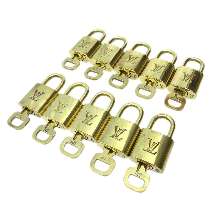 LOUIS VUITTON Padlock & Key Bag Accessories Charm 10 Piece Set Gold 83686