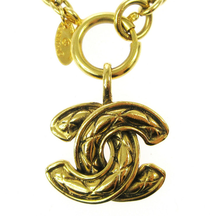 CHANEL CC Logos Charm Gold Chain Pendant Necklace Accessories AK38385b