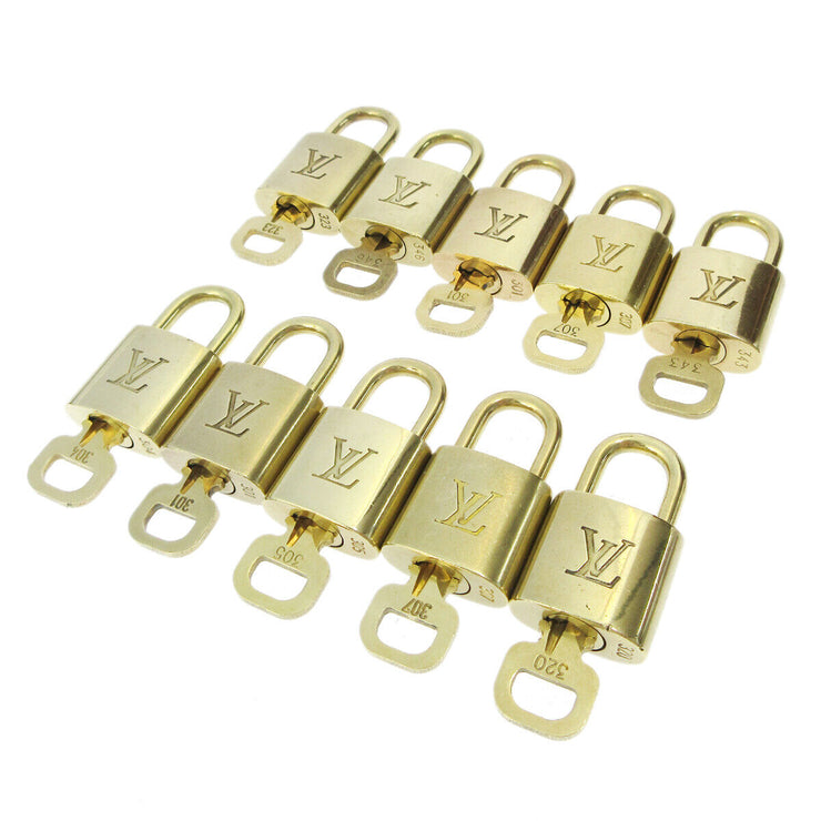 LOUIS VUITTON Padlock & Key Bag Accessories Charm 10 Piece Set Gold 82193