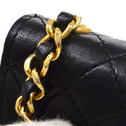 CHANEL Quilted Flap Micro Bum Belt Bag Purse Black Lambskin Leather 72582