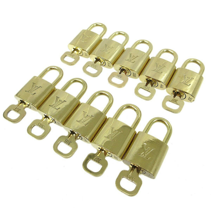 LOUIS VUITTON Padlock & Key Bag Accessories Charm 10 Piece Set Gold 62374