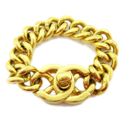 CHANEL CC Logos Turnlock Motif Charm Gold Chain Bracelet 96P  70294