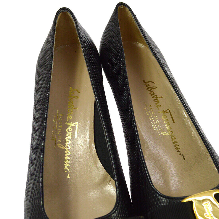 Salvatore Ferragamo Vara Bow Shoes Pumps Black #6 2/1 C 338 DB 40562 NR14020h