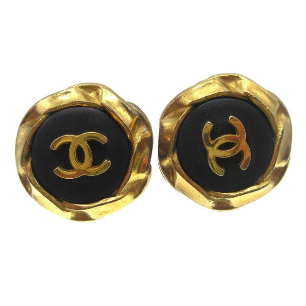 Chanel Button Motif Earrings Black Gold Clip-On 95A Accessories 68028 –  brand-jfa