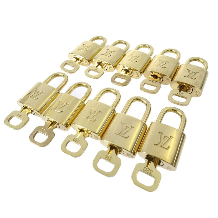 LOUIS VUITTON Padlock & Key Bag Accessories Charm 10 Piece Set Gold 21257
