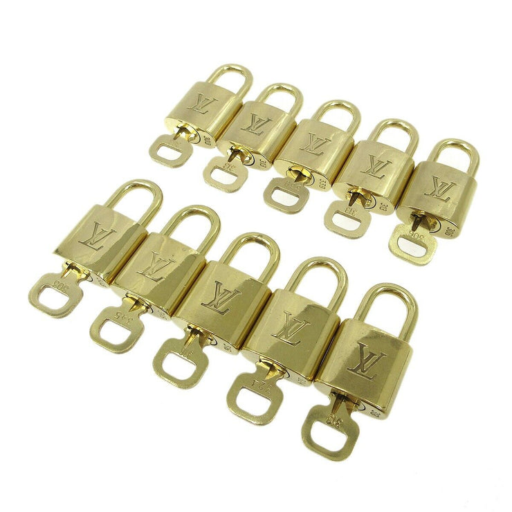 LOUIS VUITTON Padlock & Key Bag Accessories Charm 10 Piece Set Gold 83822