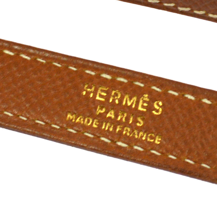 HERMES H Logos Shoulder Strap Brown Courchevel Vintage BT15479g