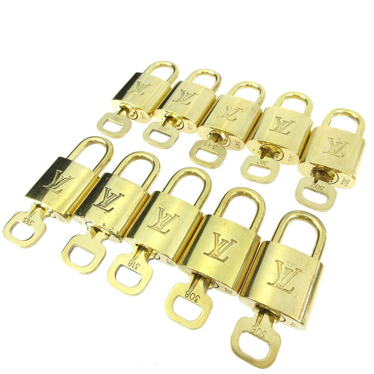 LOUIS VUITTON Padlock & Key Bag Accessories Charm 10 Piece Set Gold 11410