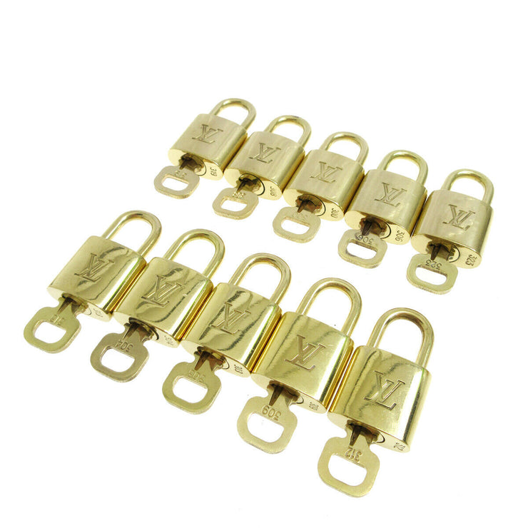 LOUIS VUITTON Padlock & Key Bag Accessories Charm 10 Piece Set Gold 37396