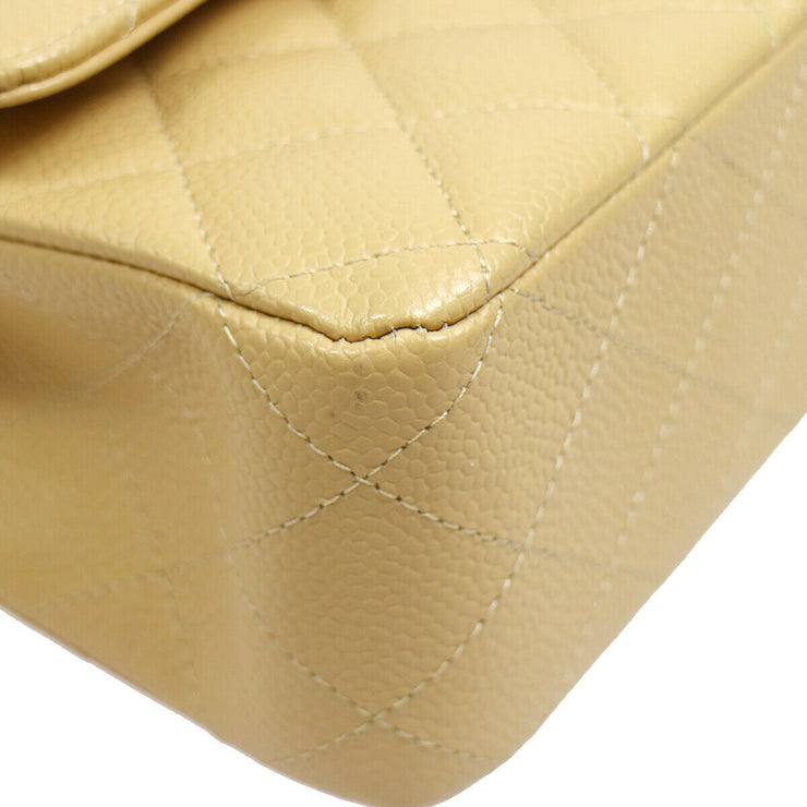 CHANEL Classic Double Flap Medium Shoulder Bag Beige Caviar 19478883 13284