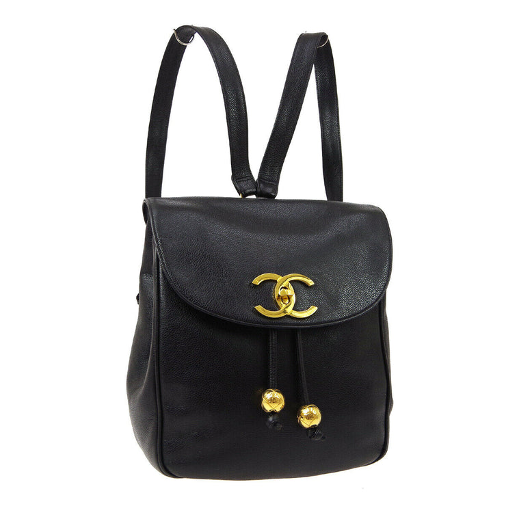 CHANEL CC Chain Backpack Bag Purse Black Caviar Skin Vintage 05019 –  brand-jfa