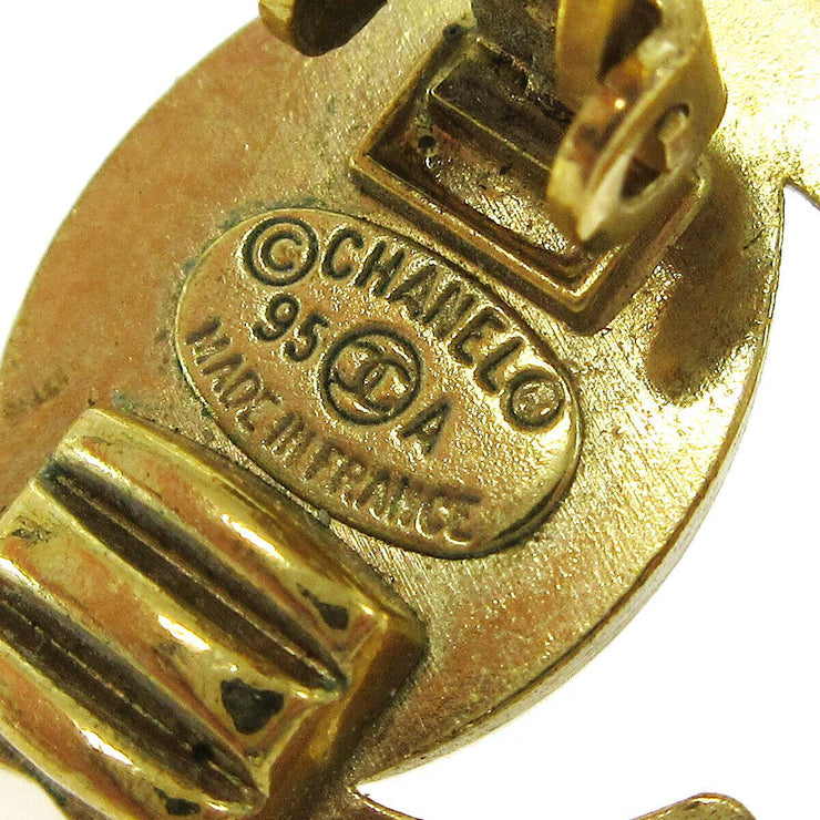 CHANEL CC Logos Turnlock Motif Earrings Clip-On Gold-Tone 95A 03657