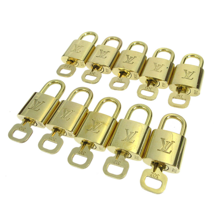 LOUIS VUITTON Padlock & Key Bag Accessories Charm 10 Piece Set Gold 60264