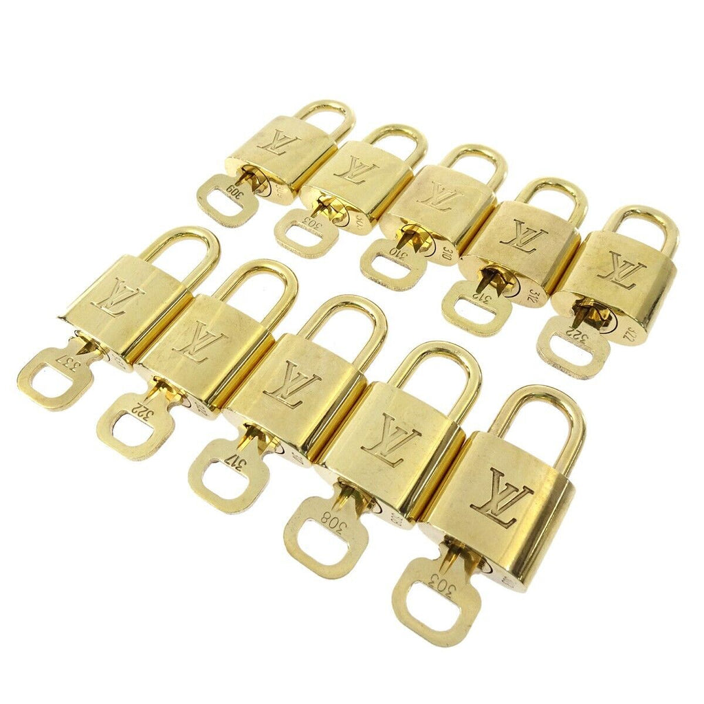 Authentic Louis Vuitton Gold Brass Lock and Key Set 308 