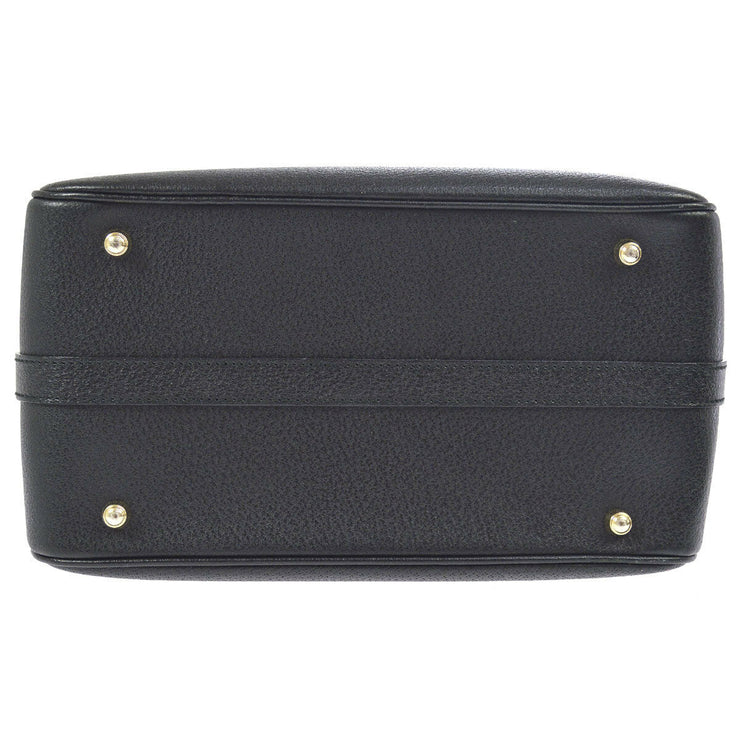 GUCCI Bamboo Line 2way Cosmetic Vanity Hand Bag Black Leather G03692j