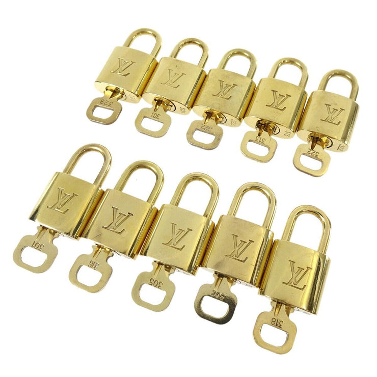 LOUIS VUITTON Padlock & Key Bag Accessories Charm 10 Piece Set Gold 50762