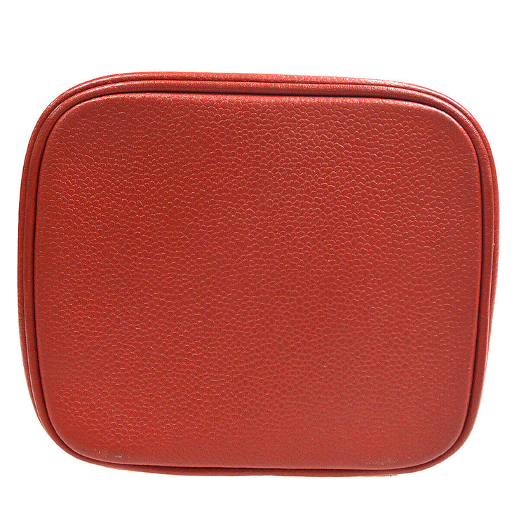 CHANEL Jumbo CC Cosmetic Vanity Hand Bag 4199756 Purse Red Caviar Skin 13681