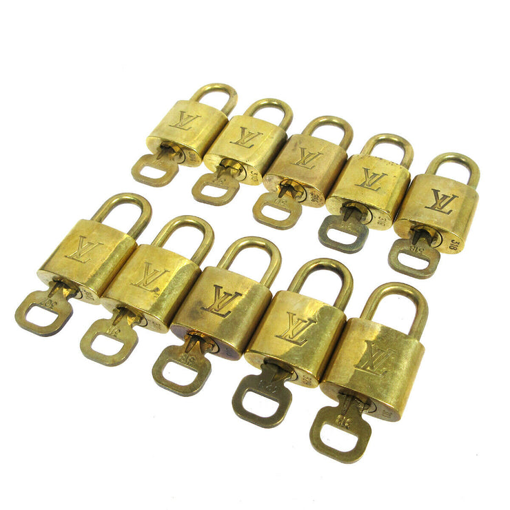 LOUIS VUITTON Padlock & Key Bag Accessories Charm 10 Piece Set Gold 05819