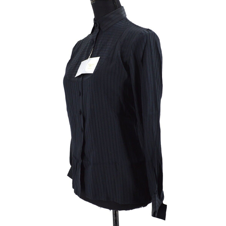 Christian Dior Front Button Long Sleeve Shirt Tops Black #S 00898