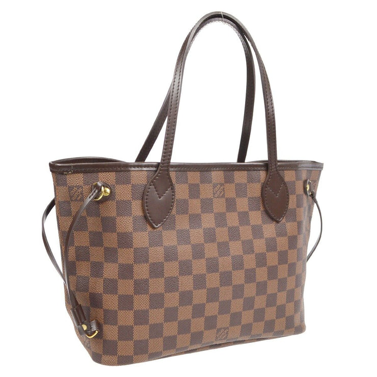 Louis Vuitton Neverfull PM N51109 Damier Ebene Canvas Tote Handbag Brown