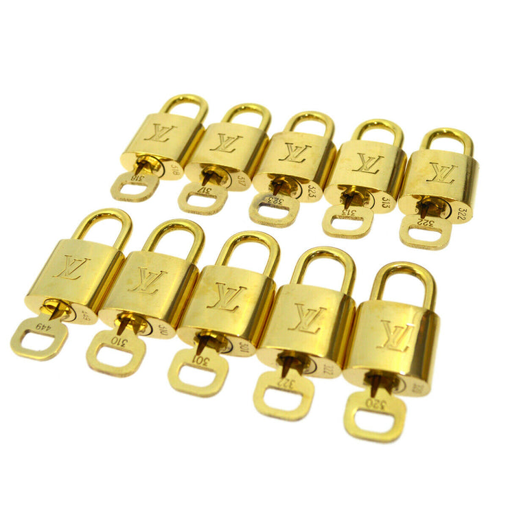 LOUIS VUITTON Padlock & Key Bag Accessories Charm 10 Piece Set Gold 91371