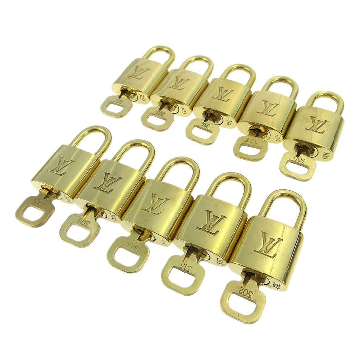 LOUIS VUITTON Padlock & Key Bag Accessories Charm 10 Piece Set Gold 20923