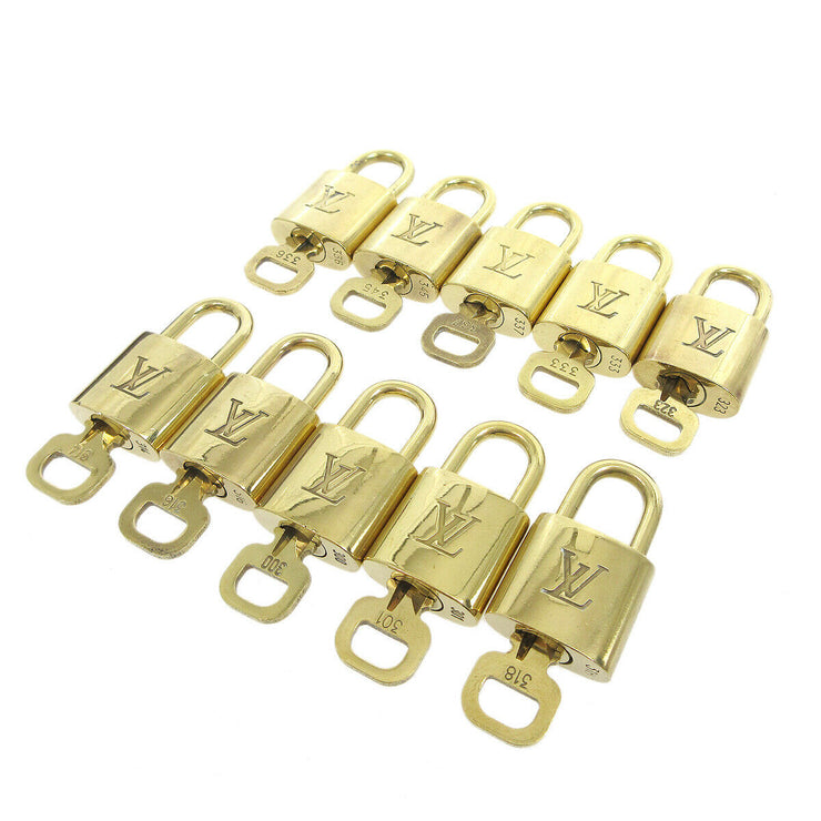 LOUIS VUITTON Padlock & Key Bag Accessories Charm 10 Piece Set Gold 35671
