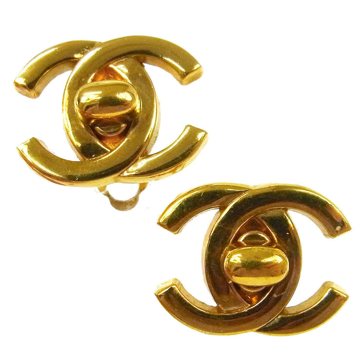 CHANEL Vintage CC Logos Turnlock Earrings 0.9 - 0.7 Clip-On T04310