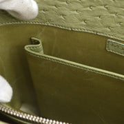 MORABITO Logos Hand Bag Purse Light Green Ostrich Leather 01736
