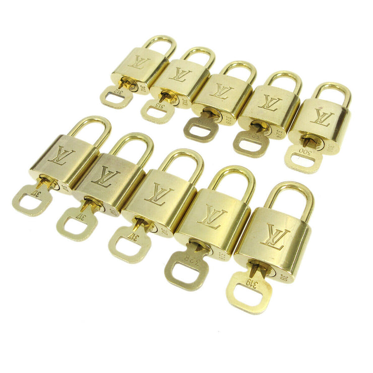 LOUIS VUITTON Padlock & Key Bag Accessories Charm 10 Piece Set Gold 90208