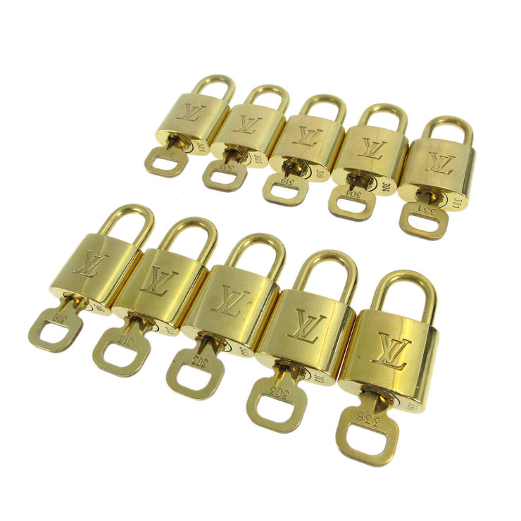 LOUIS VUITTON Padlock & Key Bag Accessories Charm 10 Piece Set Gold 10165