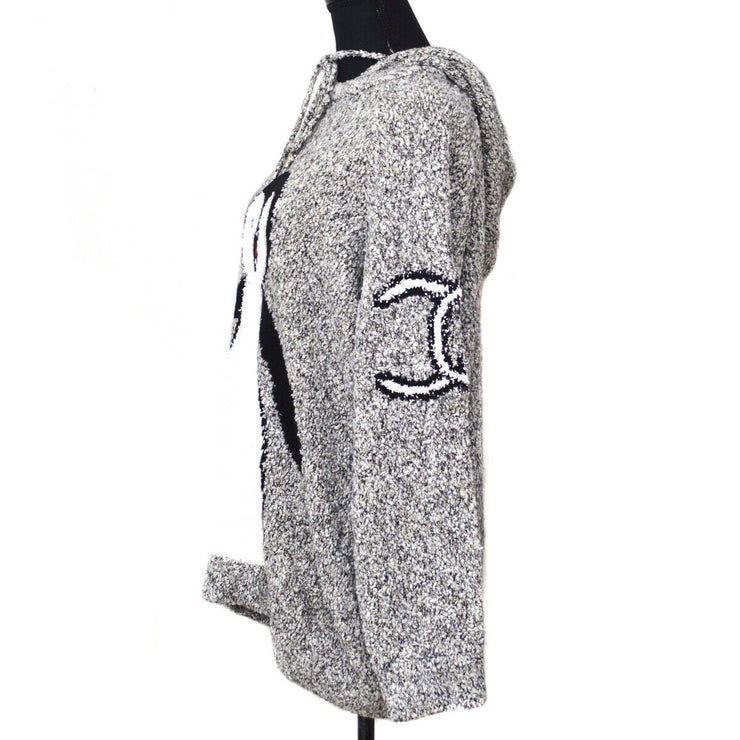 CHANEL CC Penguin Logos Long Sleeve One Piece Dress Gray Black 02902